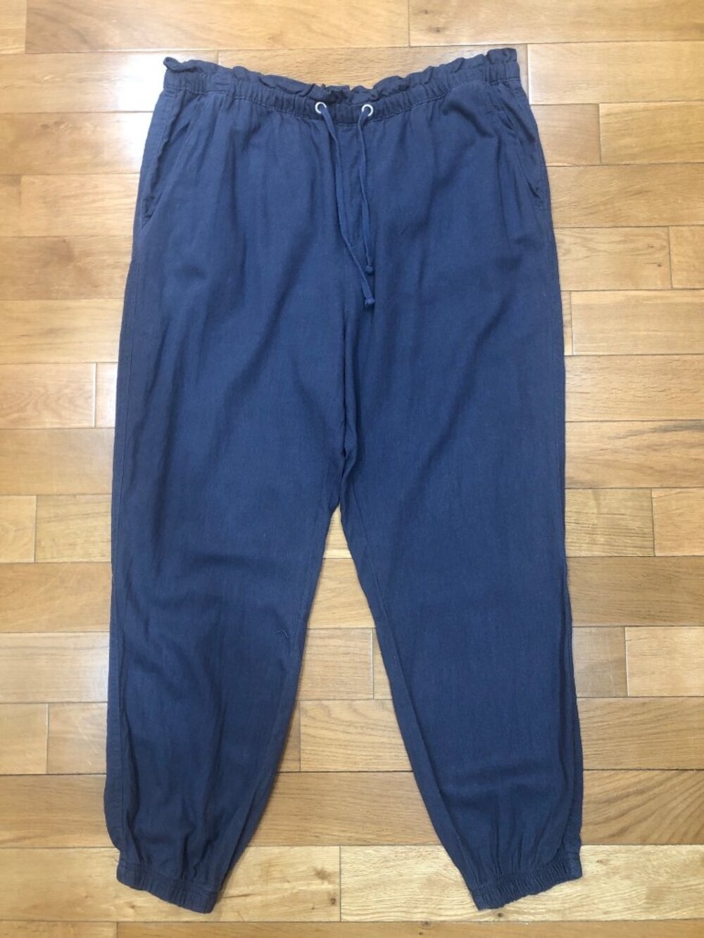 Social Standard by Sanctuary Linen Blend Pull On Blue Joggers Athleisure Sz XXL